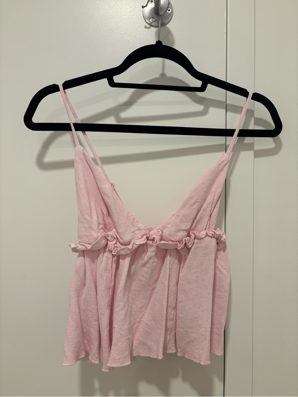 Garage Pink Ruffle-Trim Tank Top